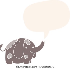 cartoon elephant with speech bubble in retro style