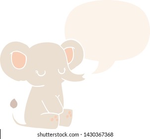 cartoon elephant with speech bubble in retro style