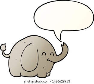 elefante de dibujos animados con burbuja de habla en un estilo de gradiente suave