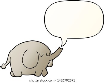 elefante de dibujos animados con burbuja de habla en un estilo de gradiente suave