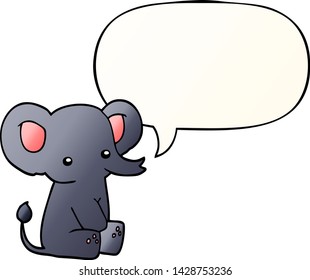 cartoon elephant with speech bubble in smooth gradient style