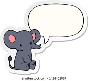elefante de caricatura con pegatina de burbuja de habla