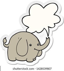 elefante de caricatura con pegatina de burbuja de habla