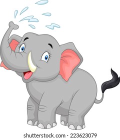 Cartoon elephant spraying water