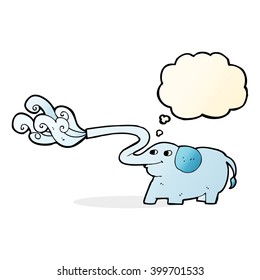 cartoon elephant squirting water with thought bubble