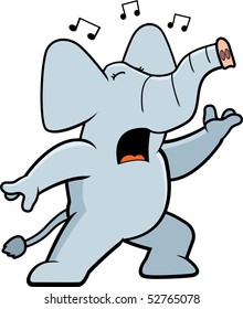 A Cartoon Elephant Standing And Singing A Song.