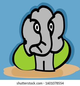 Cartoon Elephant Standing Vector Illustration