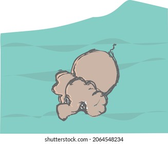 Elefante de dibujos animados Natación Vector aislado