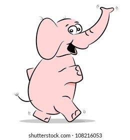 A cartoon elephant taking a walk