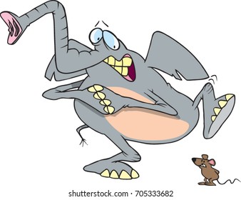cartoon elephant terrified of a mouse