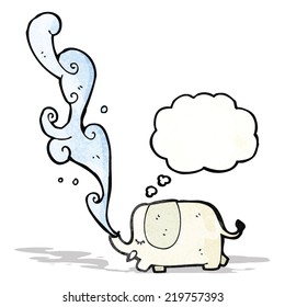 elefante de dibujos animados con burbuja de pensamientos