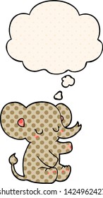 cartoon elephant with thought bubble in comic book style