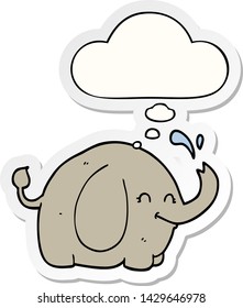 cartoon elephant with thought bubble as a printed sticker