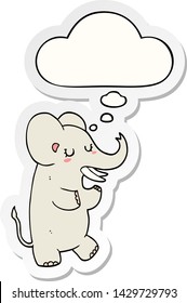 elefante de dibujos animados con burbuja de pensamiento como pegatina impresa