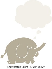 cartoon elephant with thought bubble in retro style
