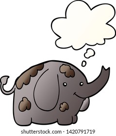 Cartoon-Elefant mit Gedankenblase im Stil eines glatten Farbverlaufs