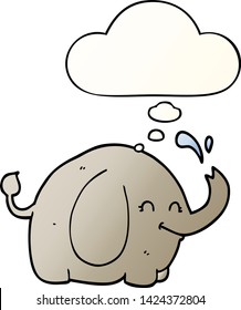 cartoon elephant with thought bubble in smooth gradient style