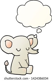 elefante de dibujos animados con burbuja de pensamiento en un estilo de gradiente suave