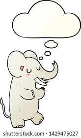 elefante de dibujos animados con burbuja de pensamiento en un estilo de gradiente suave