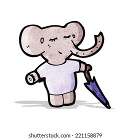 elefante de dibujos animados con paraguas