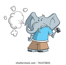 Cartoon elephant vaping
