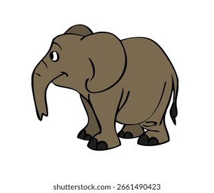 Vector del elefante de la historieta, ilustración linda del elefante