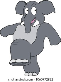 a cartoon of an elephant is walking happily