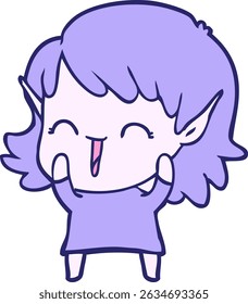desenho animado elfo menina em cores neon brilhantes