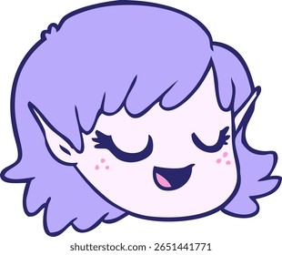 desenho animado elfo menina em cor neon brilhante