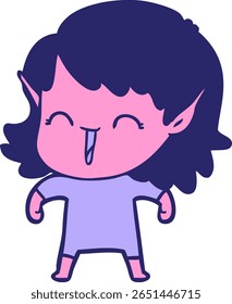 desenho animado elfo menina em cor neon brilhante