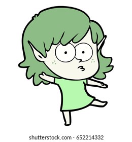 cartoon elf girl dancing