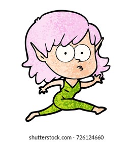 cartoon elf girl running