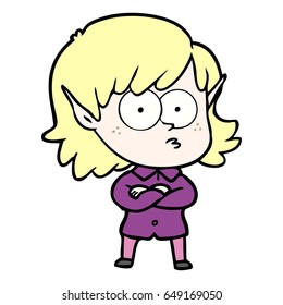cartoon elf girl staring