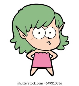 cartoon elf girl staring