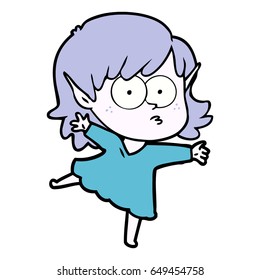 cartoon elf girl staring