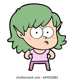 cartoon elf girl staring