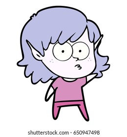 cartoon elf girl staring