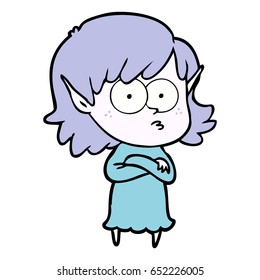 cartoon elf girl staring