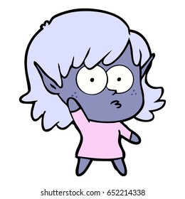 cartoon elf girl waving