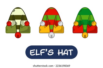 Cartoon Elf Hat Illustration. Set of Variation Colors. EPS 10 Vector