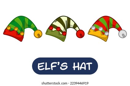 Cartoon Elf Hat Illustration. Set of Variation Colors. EPS 10 Vector