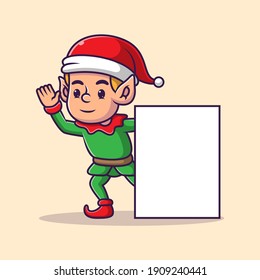 cartoon elf is having fun vector illustration