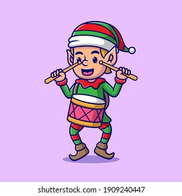 cartoon elf is having fun vector illustration