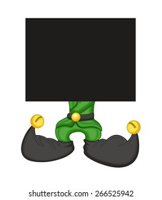 Cartoon Elf Holding a Blank Board