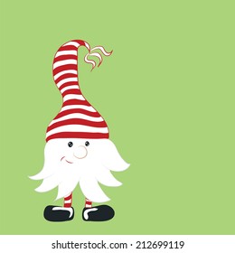 cartoon elf leprechaun fairy tale character in a striped cap