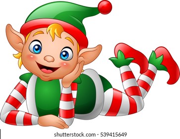 Cartoon elf lying on the floor