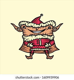 Cartoon Elf. New year vector illustration.