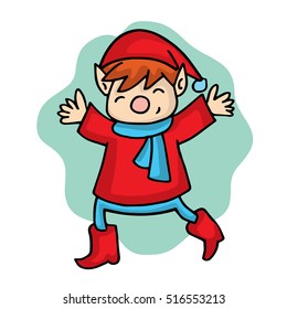 Cartoon elf with red costume