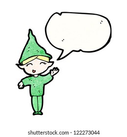 cartoon elf with speech bubble