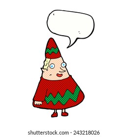 cartoon elf with speech bubble
